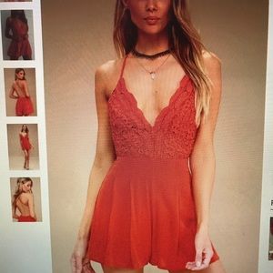 Red Backless Romper